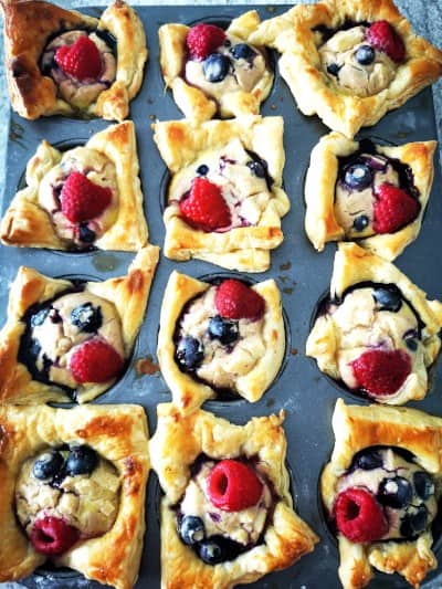 Honey Glazed Apple and Blueberry Pastry Cups