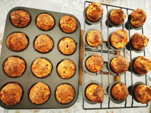 Popovers in a popover pan and popovers in a muffin pan 