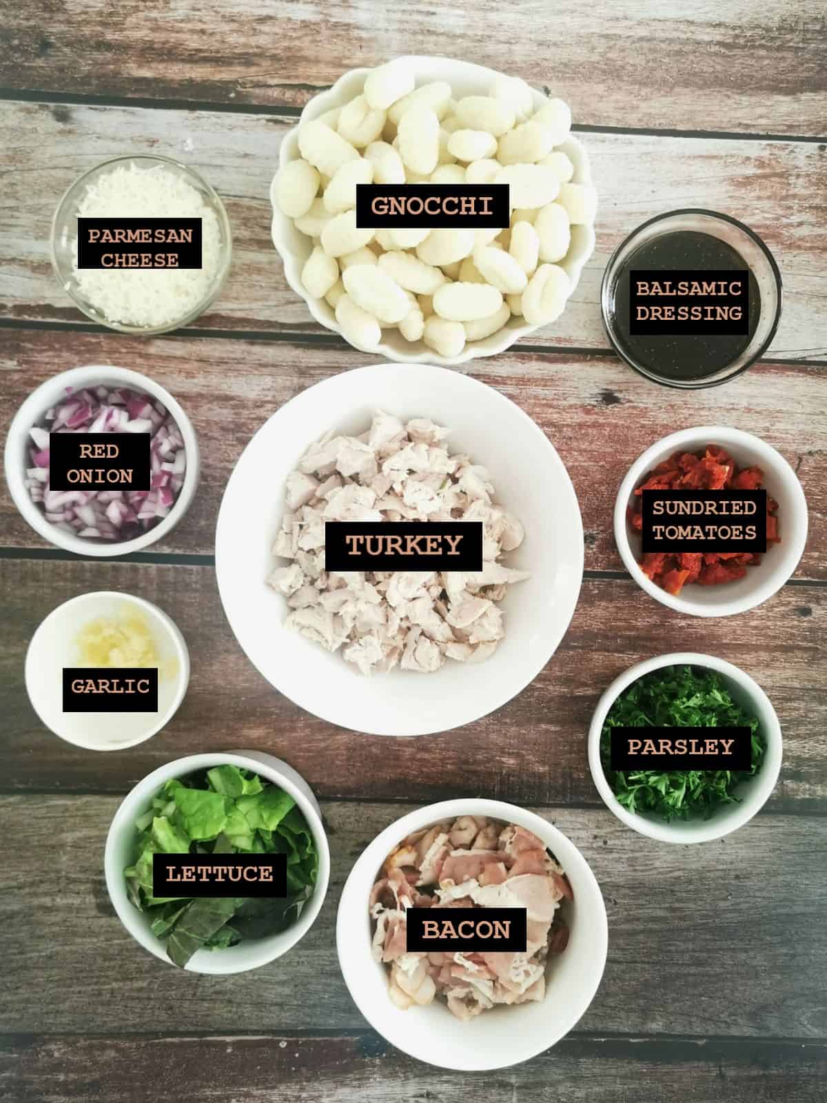 leftover turkey salad (with gnocchi) - ingredients 