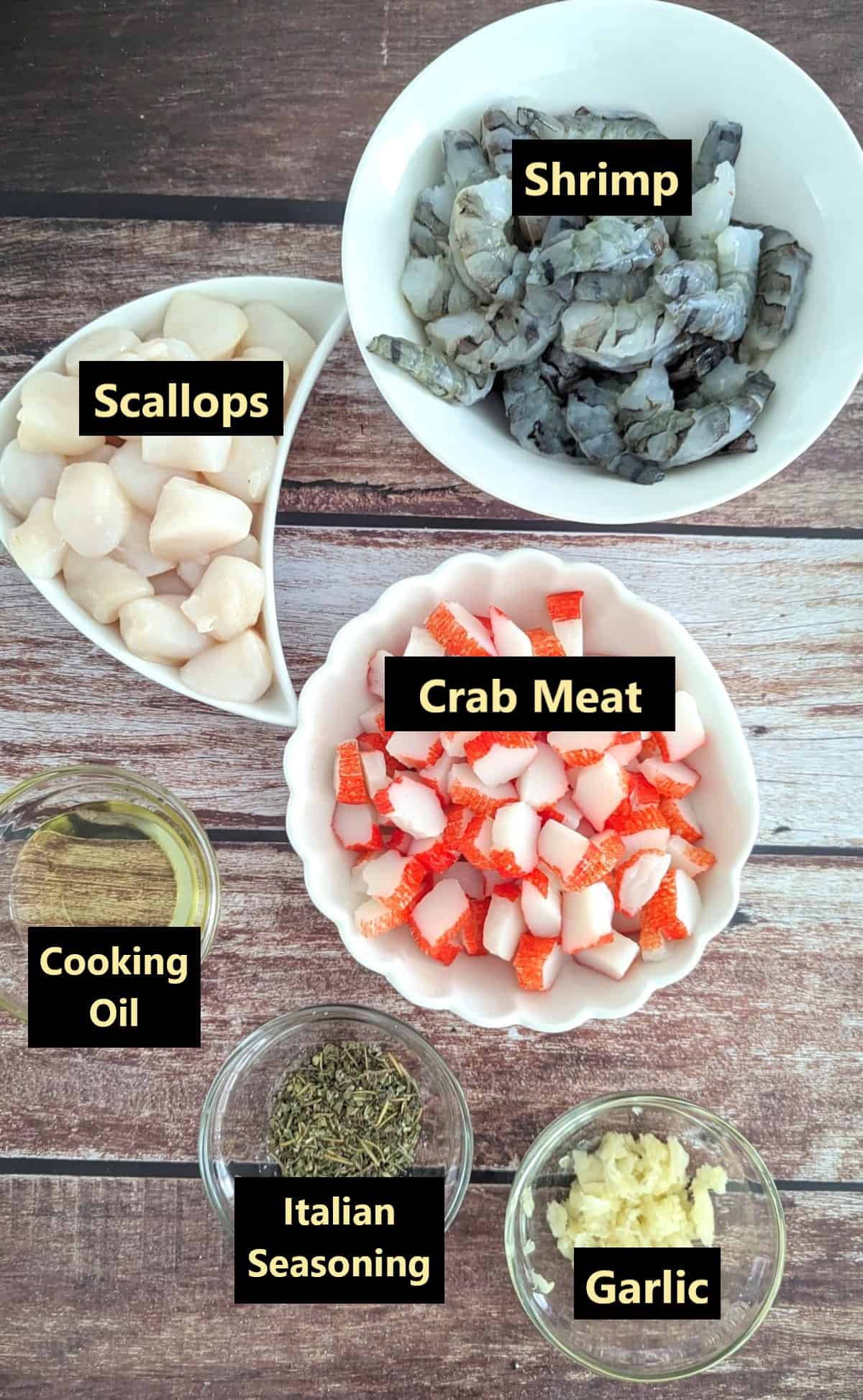 Sauteed Seafood Medley all ingredients labeled