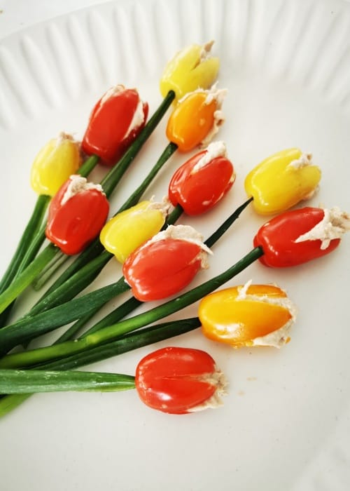 Easy Tuna Pâté-Filled Tulips on a white platter