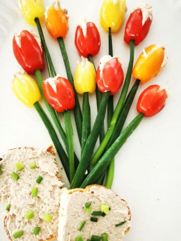 tuna pate tulips with tuna salad on toast