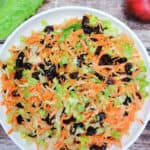 Sweet Carrot Salad in a white salad bowl.