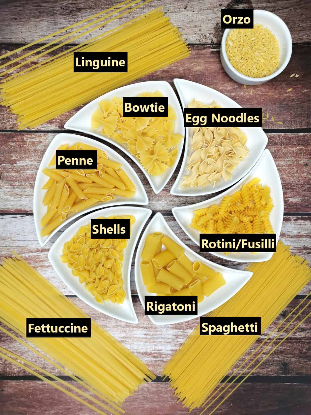 How to cook pasta different pasta varieties labeled