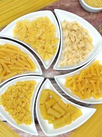 How to cook pasta different pasta varieties in separate white plates