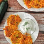 Sweet Potato and Zucchini Hash Browns in a small white serving plate.