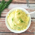 How to Make Mashed Potatoes Without Butter in a small white bowl.