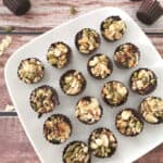 Chocolate Granola Cups in a square white serving plate.