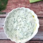 Greek Tzatziki Salad Dressing in a small salad bowl.