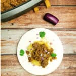 Slow Cooker Beef Mince Recipe on a white plate.