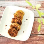 Kohlrabi Schnitzel on a white plate.