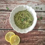 Microgreen Pesto in a white bowl.