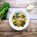 Easy One-Pot Lentil & Vegetable Soup in a white soup bowl.