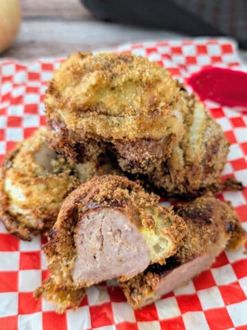 onion rings wrapped sausages for Father's Day, game day, or party appetizer.