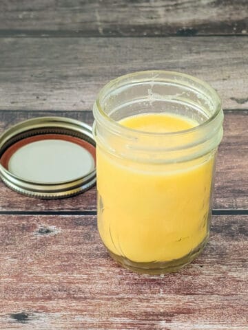 homemade ghee in a glass jar.